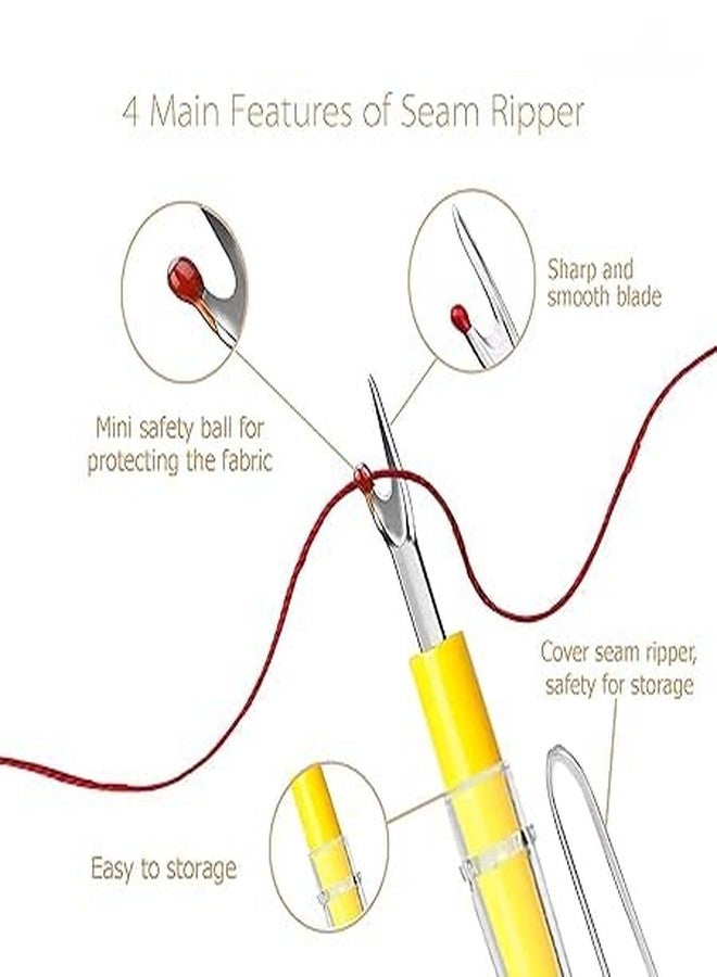 SANWALSA [Pack of 4-2 Thread Scissor & 2 Seam Ripper, Multicolor] Sewing Tool Kit | U-Shaped Yarn & Thread Cutter Scissors & Seam Ripper for Sewing - Image 4